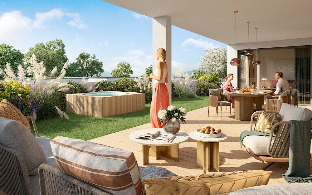 EXKLUSIV: Dachterrassenwohnung mit EIGENGARTEN am Dach- 5 Zimmer!